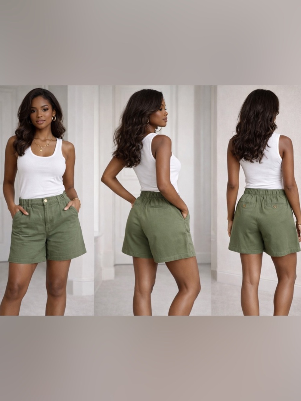Old Navy Olive Green High-Rise Casual Women’s Shorts